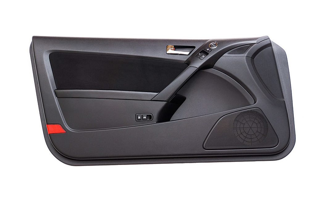 Car door panel with PU integral-skin trim