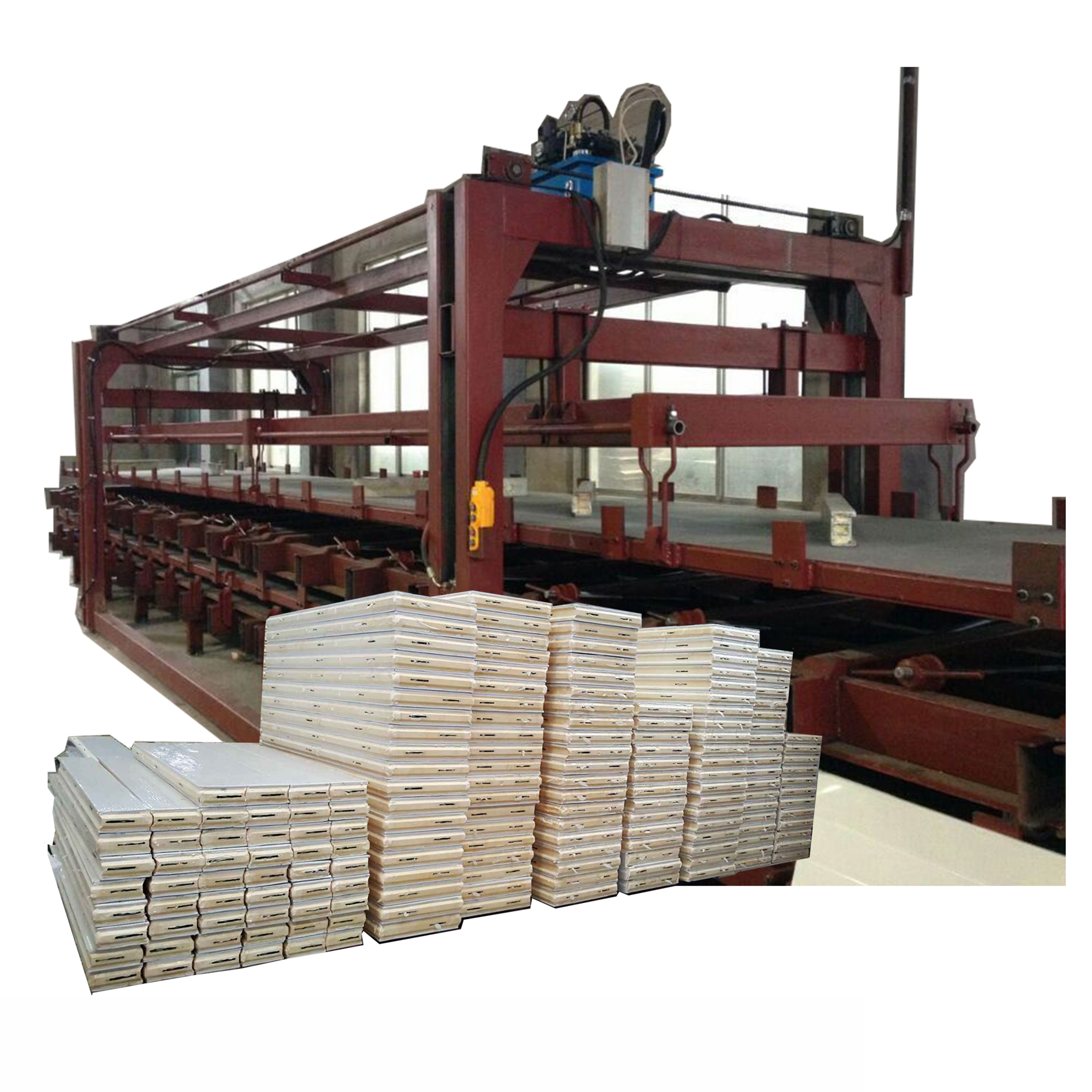 Cold storage sandwich panel production line and finished panels
