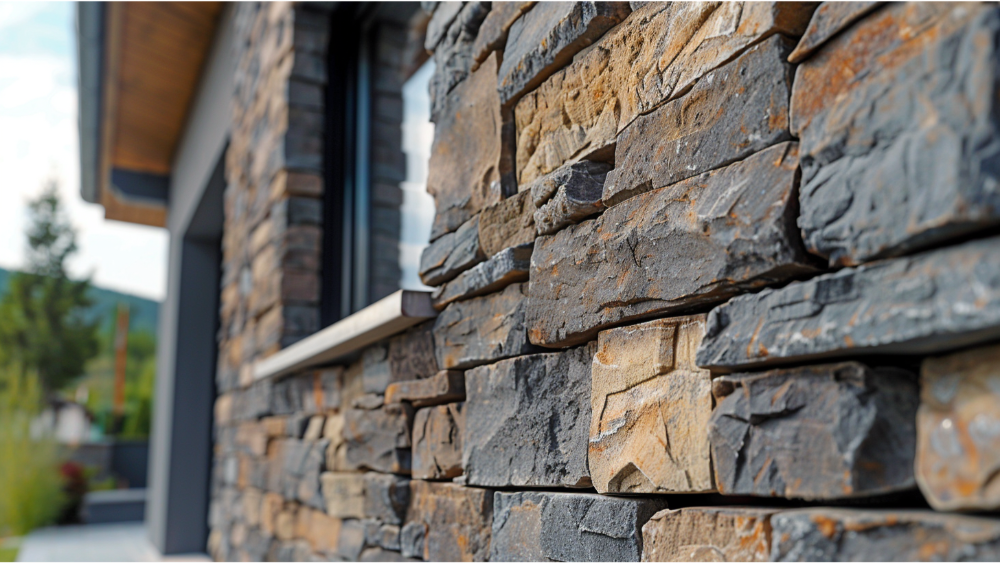 PU faux stone wall cladding close-up