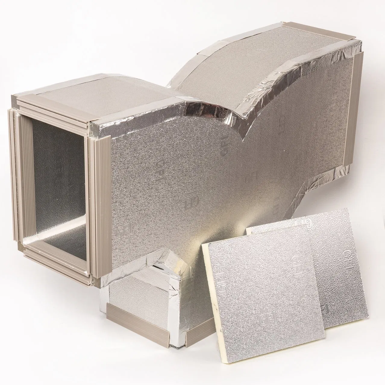 HVAC pre-insulated air duct panel with rigid PU foam