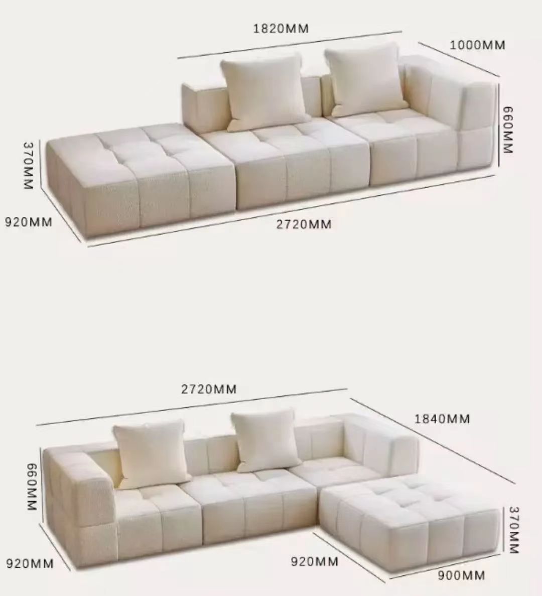 Modular sectional HR foam sofa