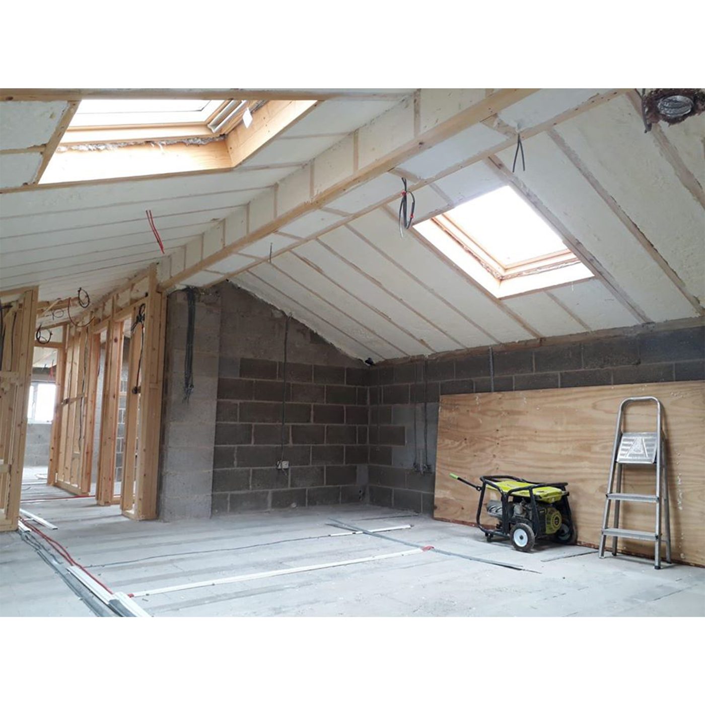 Open-cell spray foam insulation in building construction