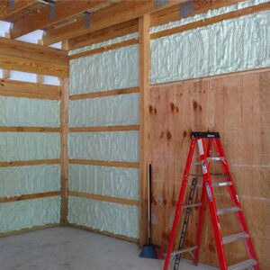 Open-cell spray foam wall sound and thermal insulation