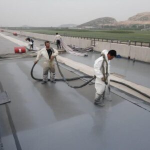 Spray polyurea waterproofing on bridge deck