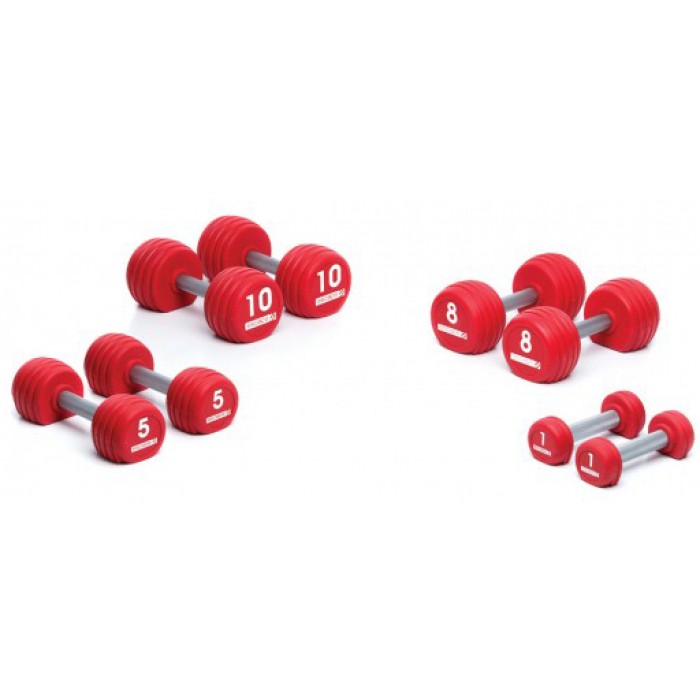 Round PU-encased dumbbell sets