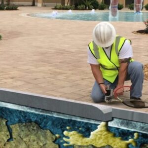 Polyurethane slab lifting foam injection under concrete