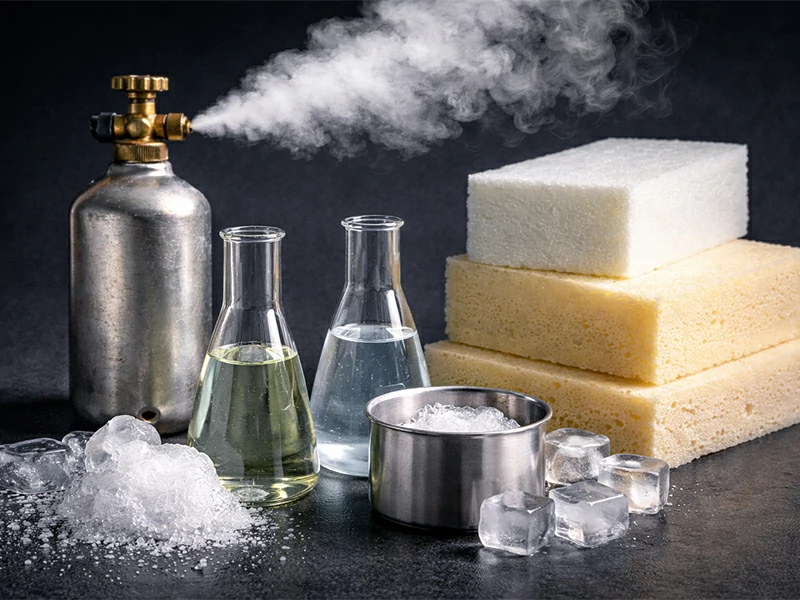 Blowing agents in polyurethane material