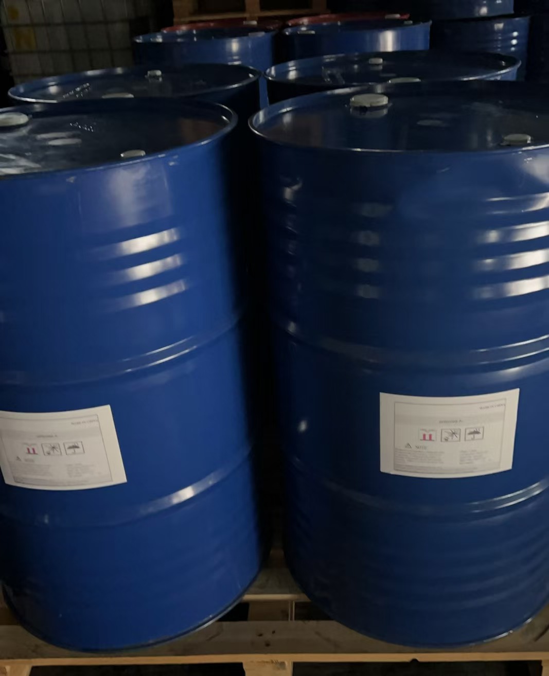Flexible seating foam polyol system drums prepared for shipment to the Philippines